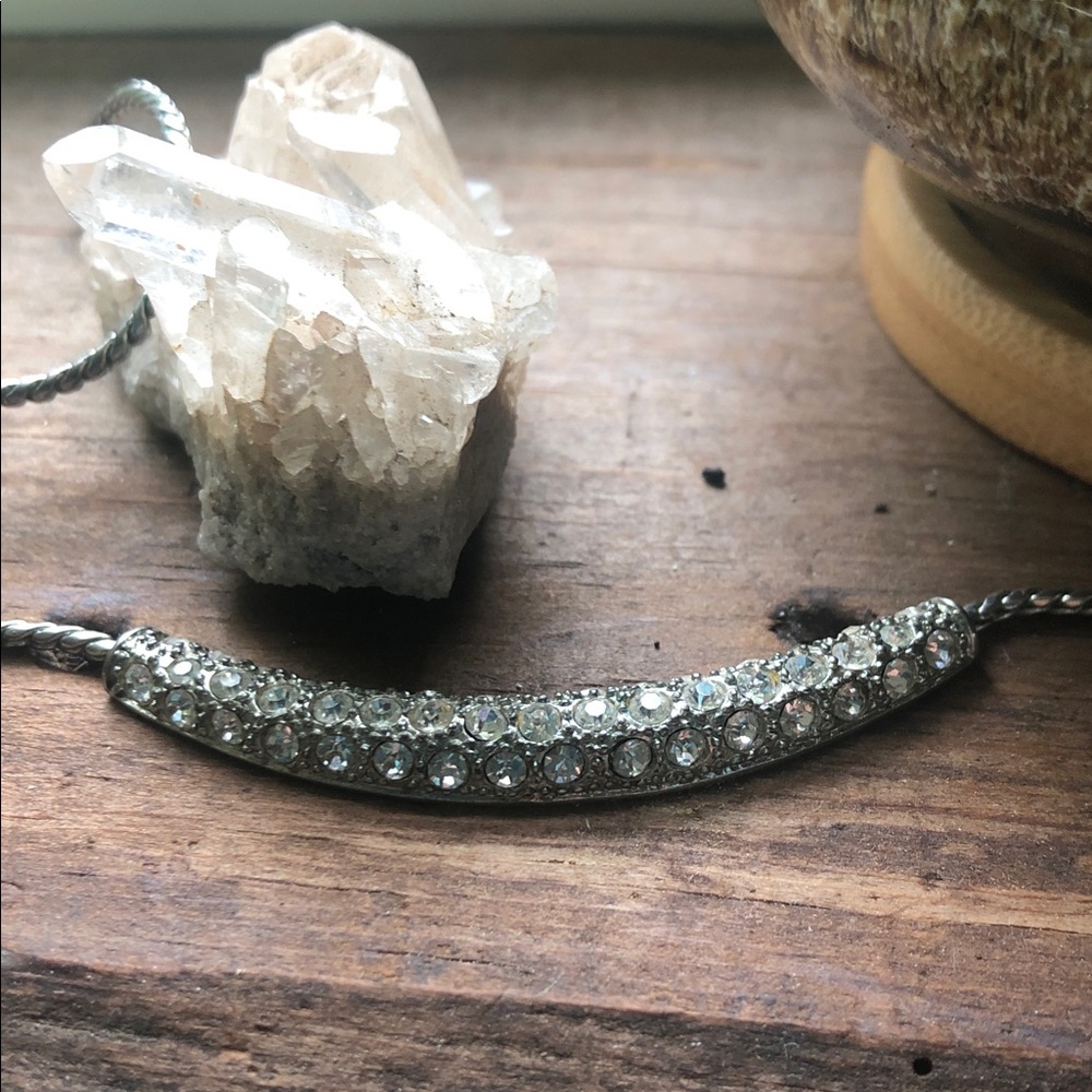 Vintage 16” Pavé Curve Bar Necklace